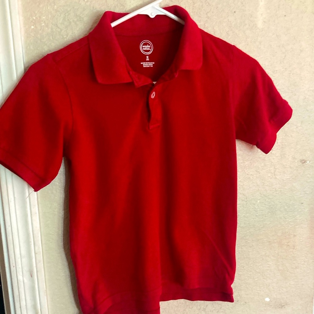 Wonder Nation Red Boy’s Polo Style Button Shirt Sz Medium - Pre-owned